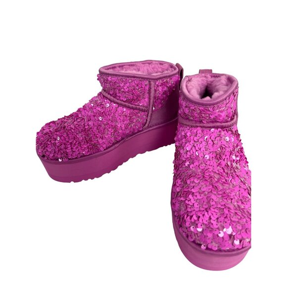 UGG Boots Sparkling Pink Shoes Wool 5 Woman Brand Short Boot - Picture 10 of 10